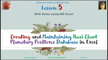 How to create Rasi Chart Planetary Positions Database using MS Excel