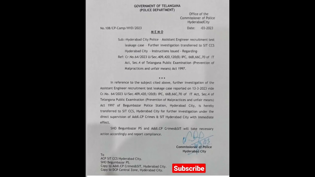 TSPSC AEE Exam leakage. 