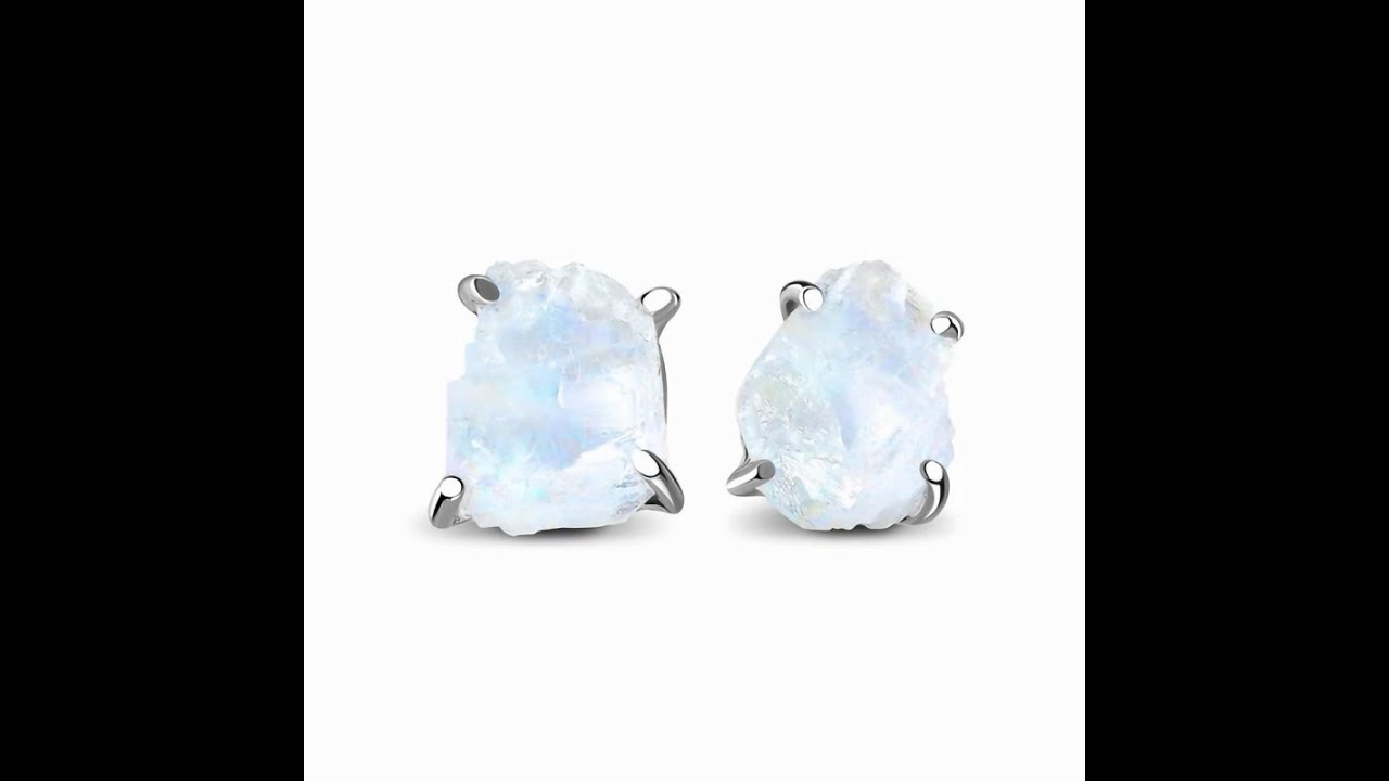 raw moonstone earring
