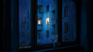 Everyone is asleep, except You &amp; someone from the other building ( vintage oldies, rain on window )