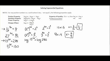 Chapter 7-5 video 1: Solving Exponential Equations
