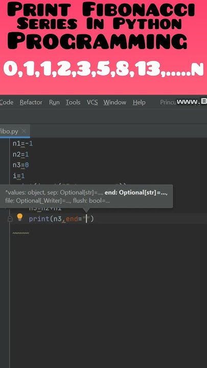 Print Fibonacci Series in Python Programming #python3 - YouTube