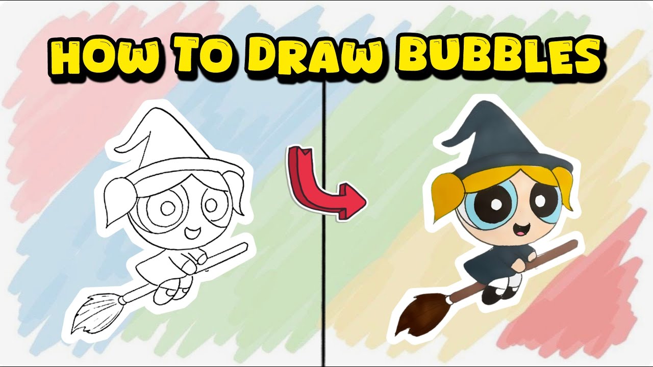 Как нарисовать пузыри из «Суперкрошек» в стиле Хэллоуина