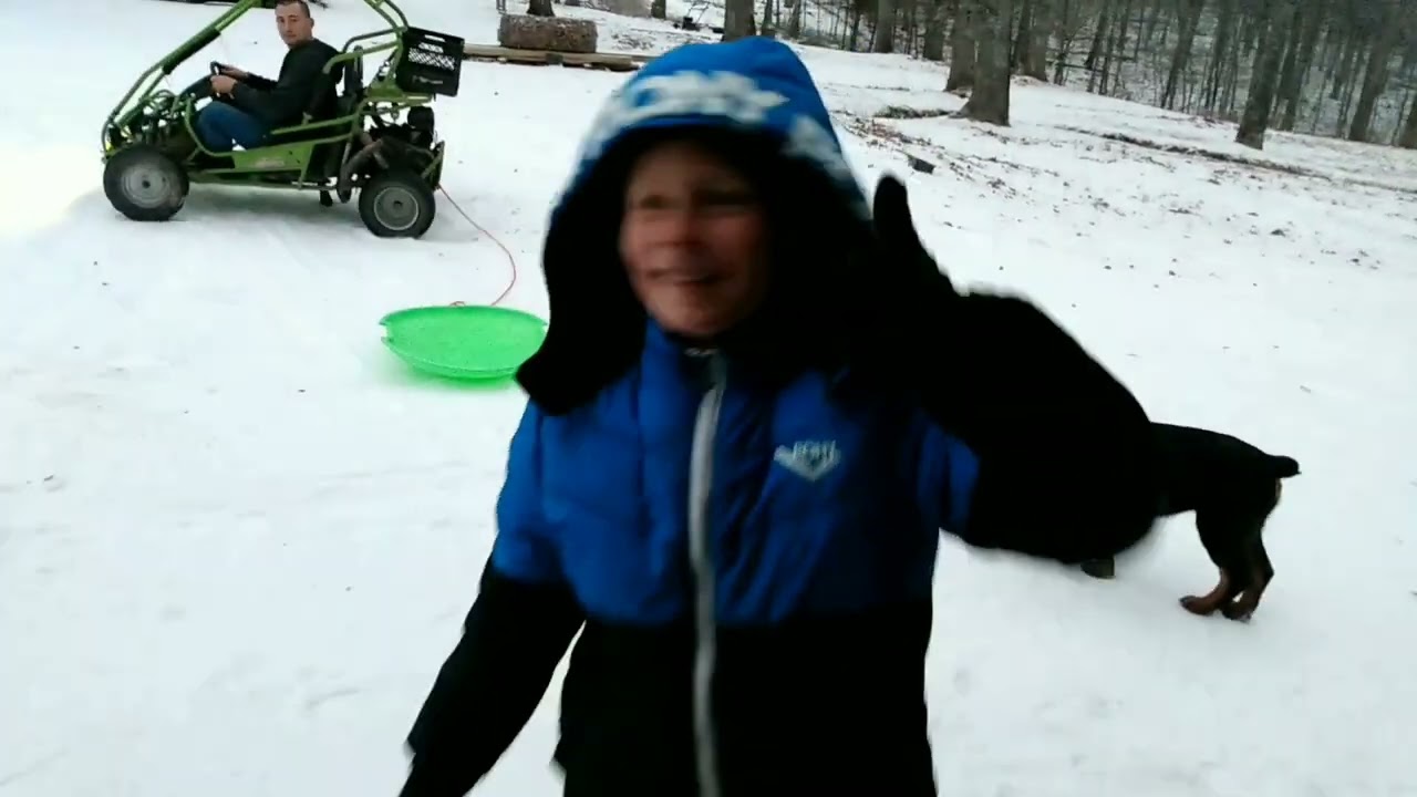 Go Kart Pulls Sled❗Epic Fail😂 BROKEN WRIST 😱🤦🏼‍♀️