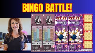 BINGO BATTLE! STRIKE IT RICH, BIG CITY BINGO LOTTERY SCRATCH OFF TICKETS