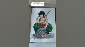 INSANE Inosuke Hashibira Drawing Timelapse 🔥 | #DemonSlayer #Inosuke #AnimeArt