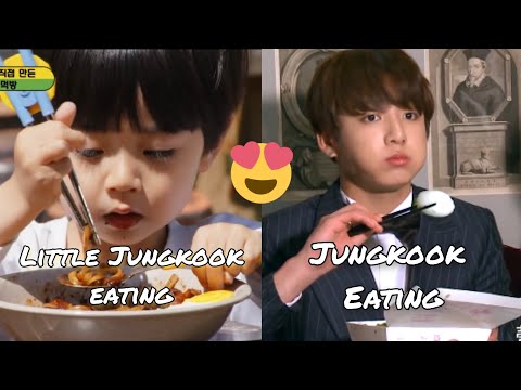 Little Jungkook Eating vs Jungkook Eating..😍😍🥰🤗🐰🐰💜