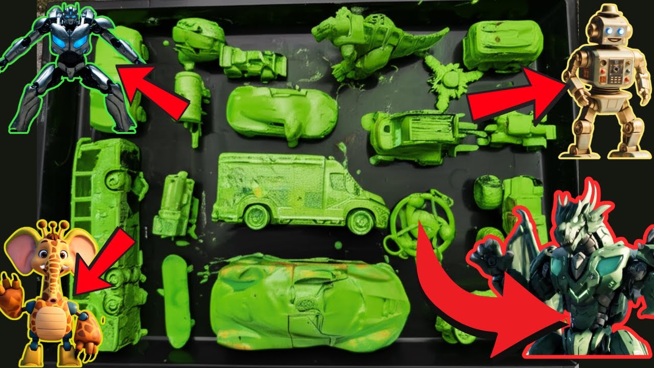 Чистка игрушечных машинок, поездов, автобусов, грузовиков, танков, экскаваторов, игрушек, роботов