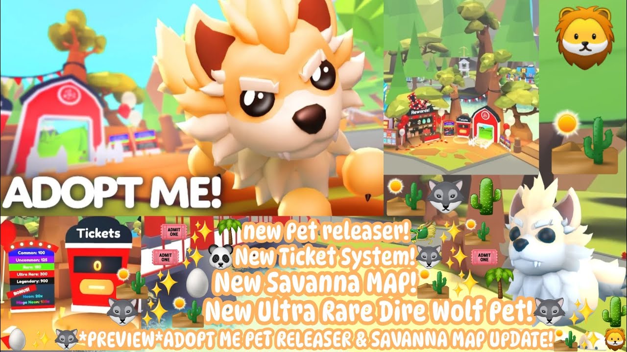 🌵✨️🏜*PREVIEW*ADOPT ME PET RELEASER OVERHAUL & SAVANNA MAP UPDATE!🦁✨️🏜NEW ULTRA RARE DIRE WOLF PET!🐺