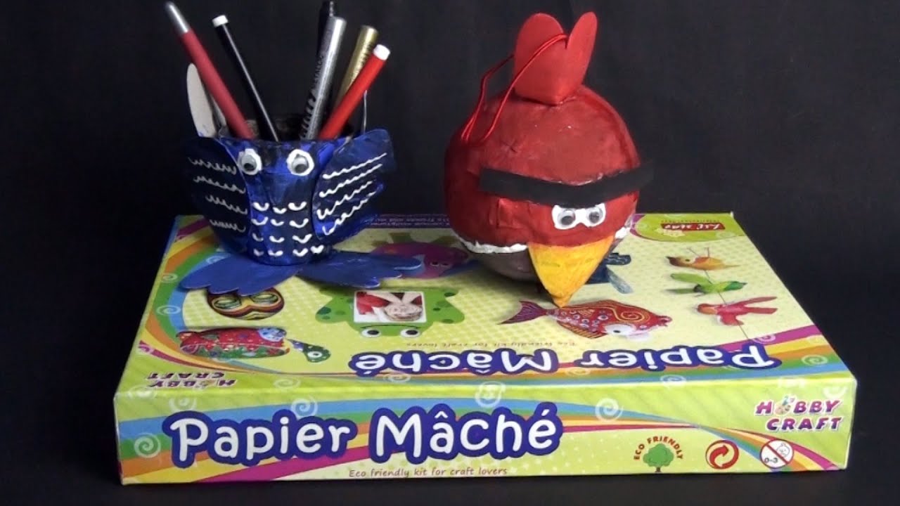 Paper mache, How to make Angry Bird, Owl Pen holder