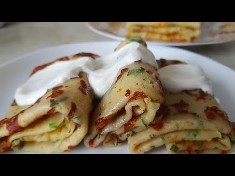 Сырные блины с зеленью