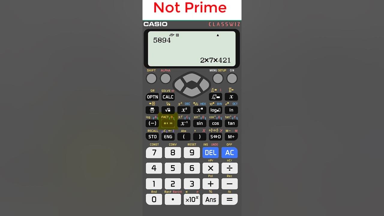Prime number check using casio fx 991 ex prime factorization