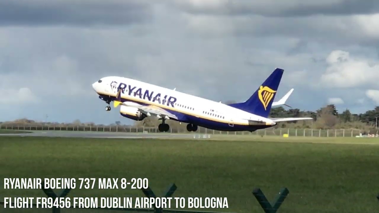 RYANAIR Boeing 737 MAX 8-200 take off from DUBLIN AIRPORT