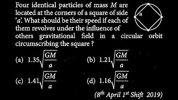 Four identical particles of mass M are located at the corners of a square of side 