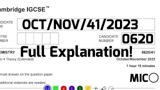 0620/41/O/N/23 [Full explanation] past paper ||New|| Chemistry igcse