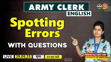 Army Clerk English | Spotting Error With Questions | English | Army Clerk | Pranjali Maam - MKC