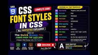 CSS Font Properties Complete Tutorial in Hindi | Font Family, Size, Weight, Style, Line Height