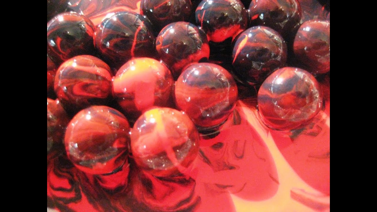 Abstract Painting Art using Glass Ball   Fluid Acrylic Painting  RED BLACK