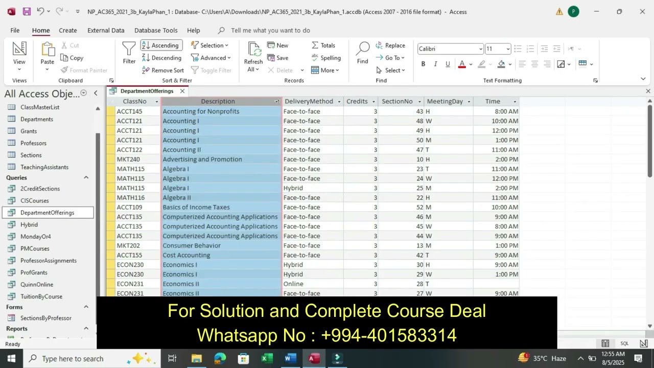 New Perspectives Access 365/2021 | Module 3: SAM Project 1b | Ridgedale College