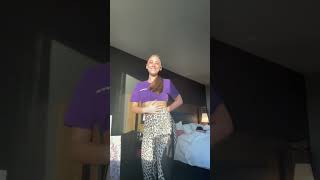 Stylish Outfit Check: Purple Crop Top and Leopard Print Leggings!#fashion #style