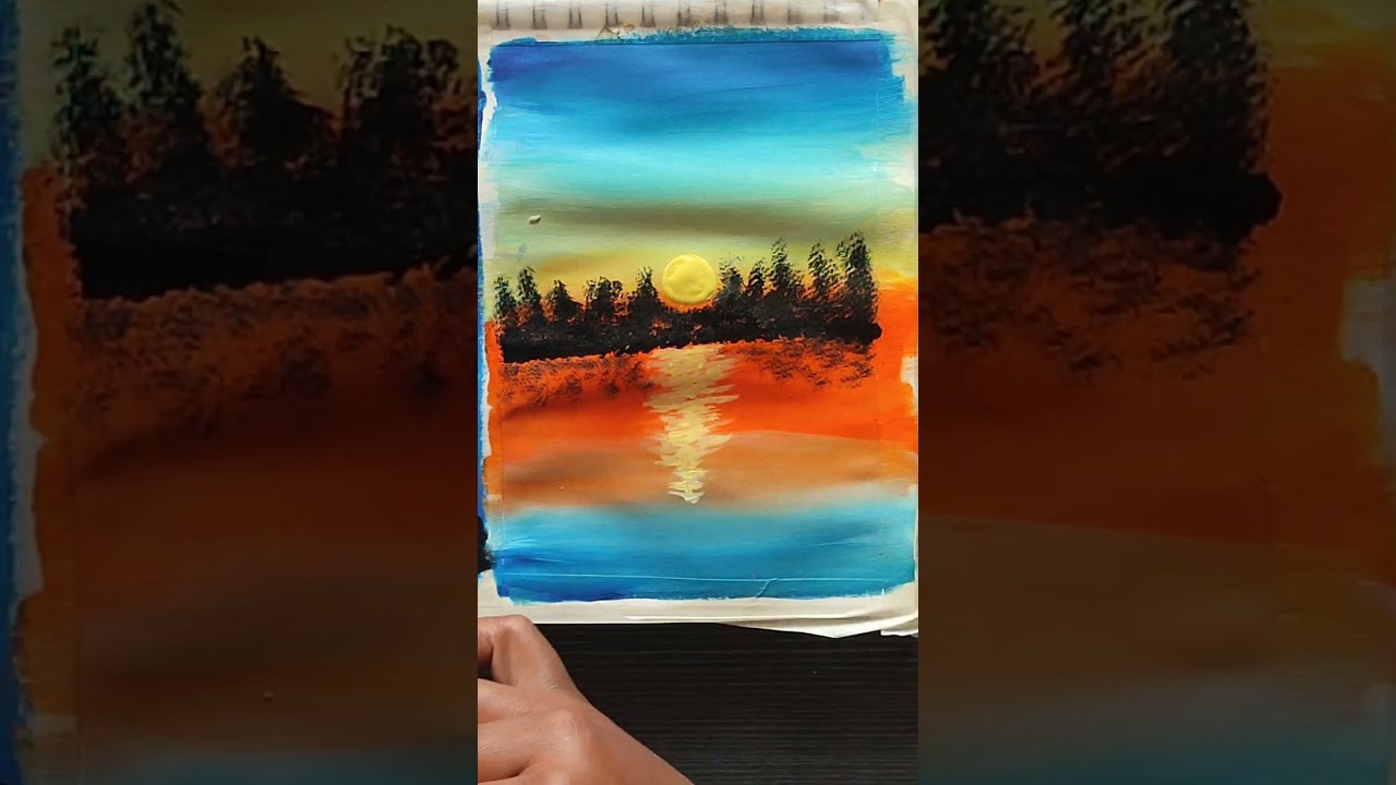 Autumn evening sunset painting ideas for beginners 🩵🤍🥀|acrylic painting 🎨