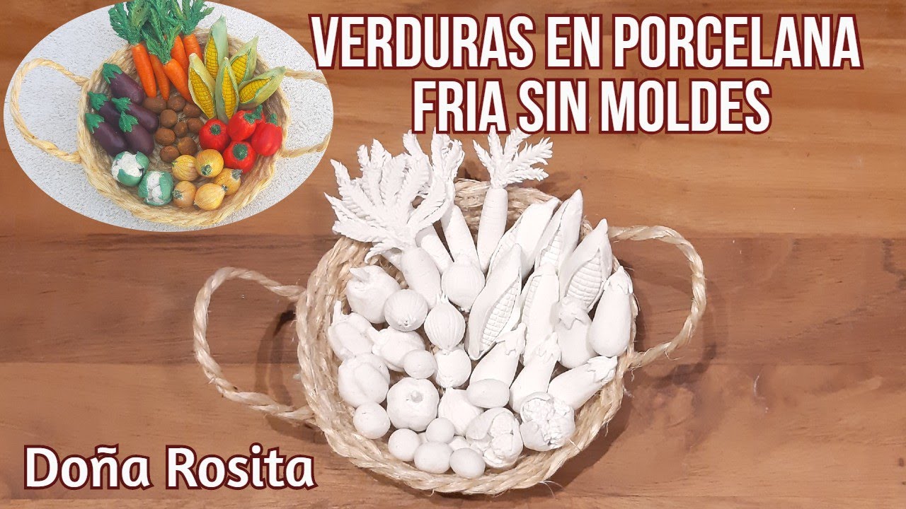 Como hacer 7 VERDURAS en PORCELANA FRIA sin moldes Manualidades faciles