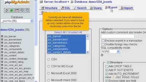How to backup your Joomla site using phpMyAdmin