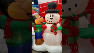 Mickey and Minnie building a Snowman Inflatable