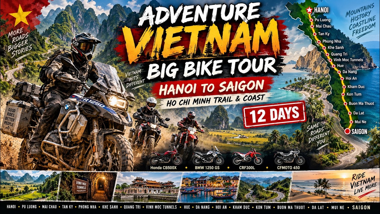 Adventure Vietnam Big Bike Tour from Hanoi to Saigon along Ho Chi Minh trail & Coast - Official Tour Video
