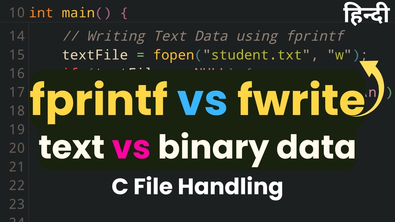 Writing Binary vs Text Data | fprintf vs fwrite | C Programming File ...