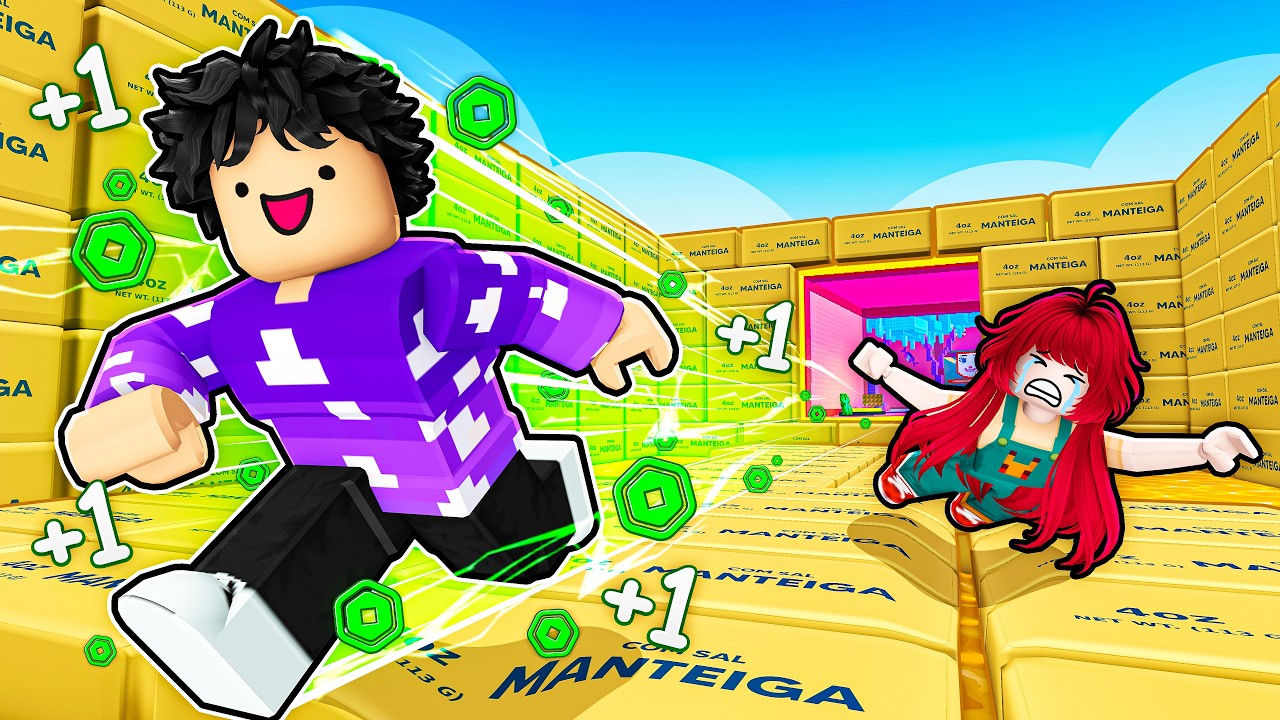 MEUS AMIGOS TRAPACEARAM, então ativei ROBUX INFINITO para zerar o PARKOUR DE MANTEIGA NO ROBLOX