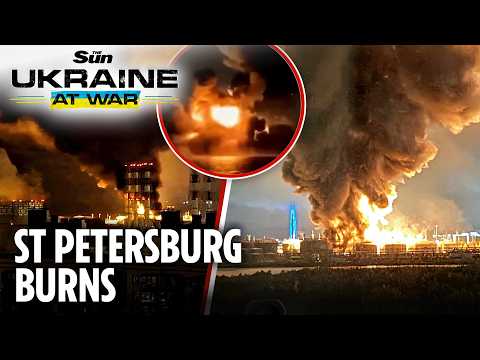 Ukraine blitzes Vlad’s hometown St Petersburg as explosions rip through oil depot