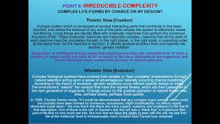 CREATION VS EVOLUTION Point 6: Irreducible Complexity
