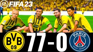 FIFA 23 - MESSI, RONALDO, MBAPPE, NEYMAR, ALL STARS PLAYS TOGETHER | DORTMUND 77-0 PSG | UCL FINAL |