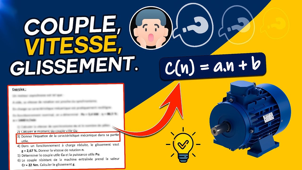 Exercice Corrigé - Moteur Asynchrone : GLISSEMENT, COUPLE, VITESSE...