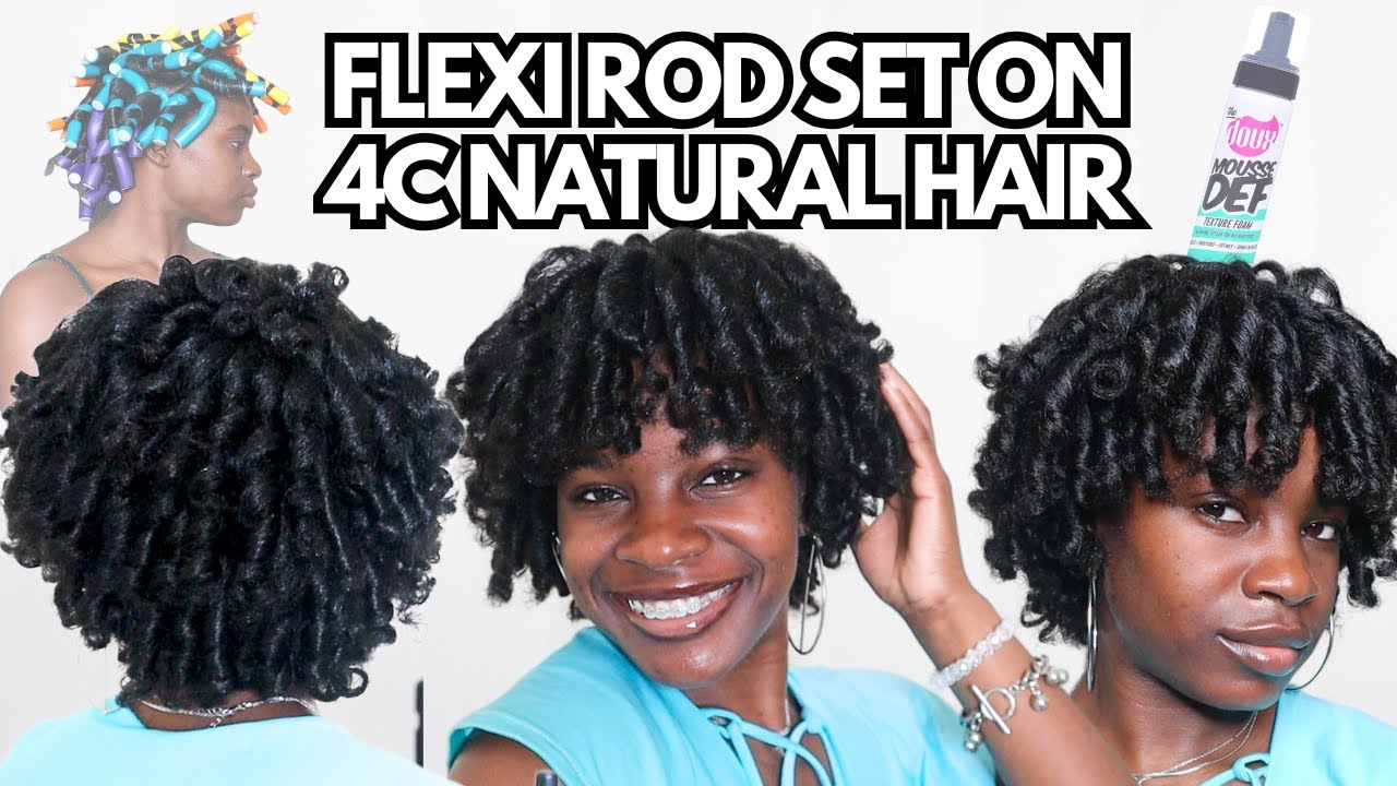 FLEXI ROD SET ON NATURAL 4C HAIR USING MOUSSE DEF TEXTURE FOAM + SPEAKING SPANGLISH