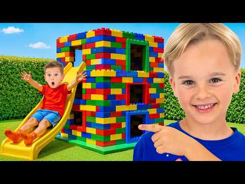 Kids build a GIANT Lego house using colorful blocks!