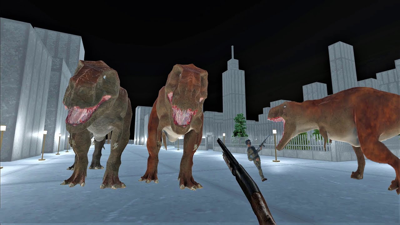 Battle in the city with the dinosaur T-rex. FPS perspective! | Animal Revolt Battle Simulator