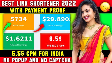 Best link shortener earn money | 6.5$ cpm | Link shortener earn money | No captcha no popup ads
