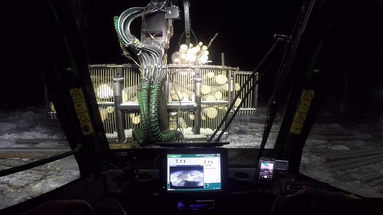 John Deere 1910G POV loading birch