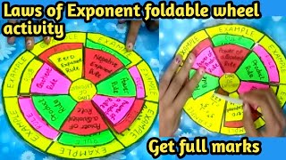Learning Laws Of Exponent With Foldable Wheel Activity l  My Maths Activity l My Math Project l Easy