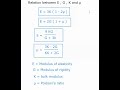 Relation between E  , G , K , μ