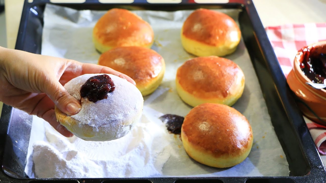 KROFNE IZ RERNE!  Ne postoji lepši recept bez prženja! Punjene, mekane kao pamuk.Ukus pravih krofni.