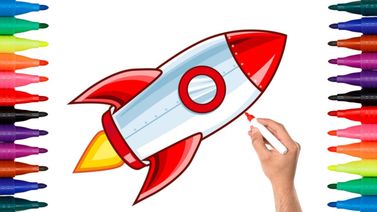 🚀Rocket 🖌️Drawing & 🎨Colouring for kids🚀 Step by Step easy learn method| 