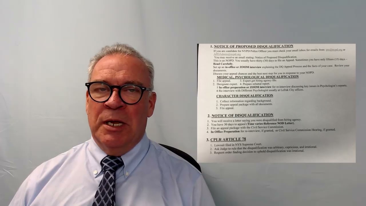 NYPD Psychological Disqualification Appeal