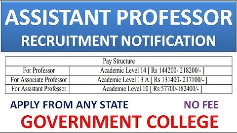 Permanent Assistant Professor Recruitment Notification in Govt. College | Rs 57,700 pm | PG/UGC NET