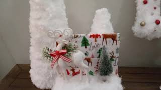 5 DOLLAR TREE CHRISTMAS HIGH END DIYS II UPCYCLE II MINI FUR XMAS TREES II WHITE CHRISTMAS COLLAB