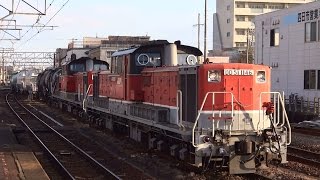 【DD51重連+珍ドコ】5271レ　セメントタキ＆フライアッシュホキ付き　四日市駅入線