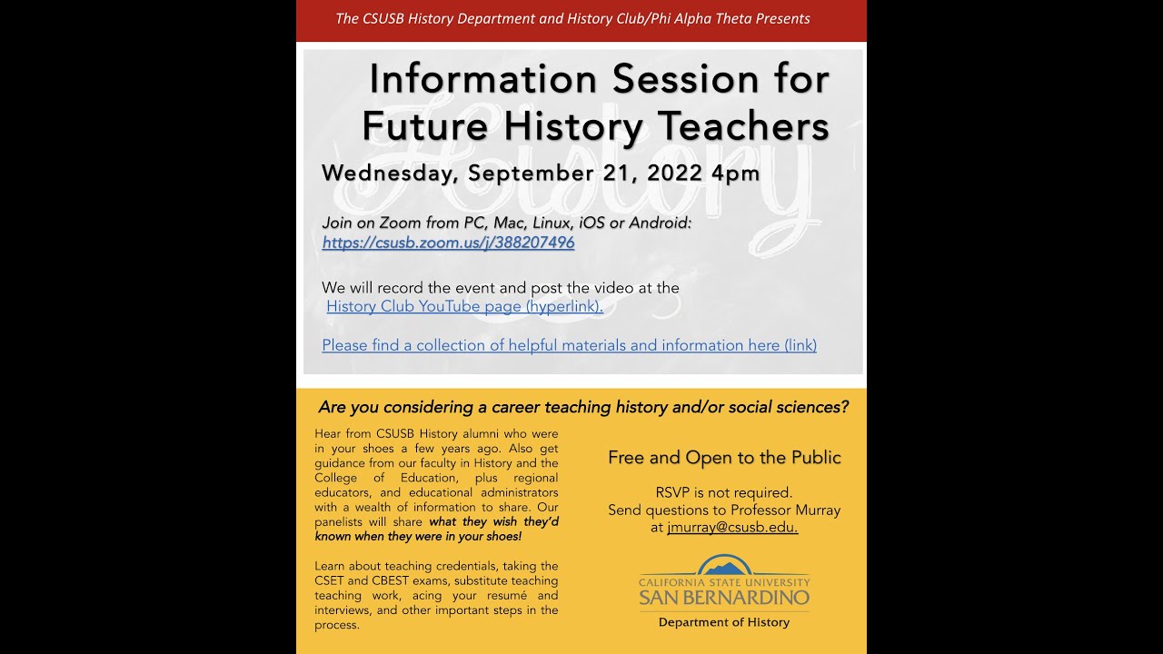 CSUSB Future History Teachers Information Panel (September 21, 2022