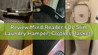 Review Mind Reader 60L Slim Laundry Hamper, Clothes Basket, Lid, Wicker Design, Plastic, 17.65"L x 1
